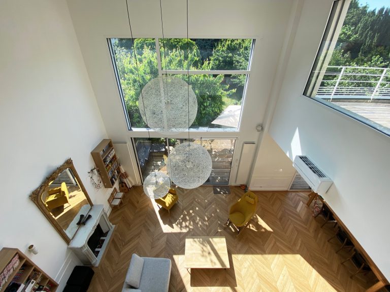 Extension et aménagement d’une belle maison de maître - vue depuis mezzanine