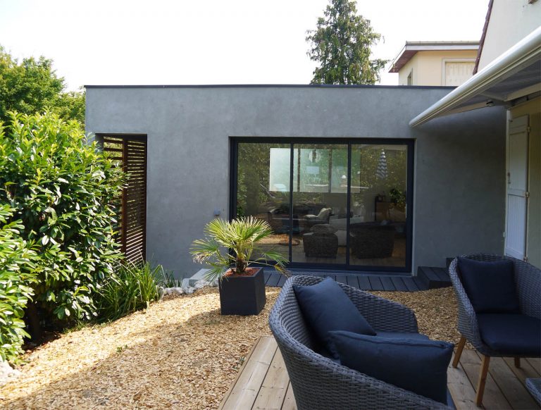 Extension cour et jardin Châtenay- vue jardin